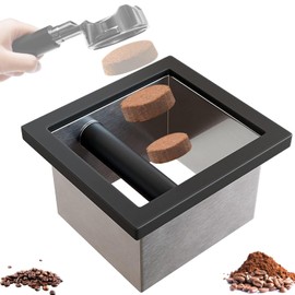 Bottomless Knock Box Espresso, Embedded Coffee Knock Box, Stainless Steel Countertop Espresso Grounds Container for Commercial Cafes Restaurants Home (5.44 x 5.91”)