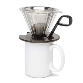 Primula Seneca Pour Over Coffee Maker Removable Ultra Fine Micro Mesh Stainless Steel Filter, 4.8 x 4.8 x 4.8 inches, Black