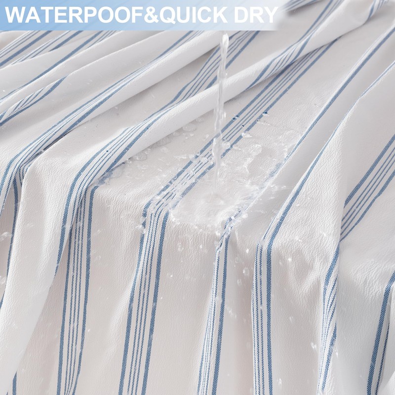 ORTIGIA Textured Fabric Shower Curtain-Blue Striped, 72x72 Inch Yarn Dyed