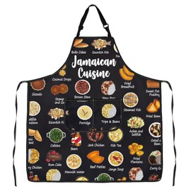 G2TUP Cooking Dishes Recipes Soup Apron With Pockets Jamaican Cuisine Kitchen Gift Cooking Baking Chef Gift (Jamaican Cuisine A)