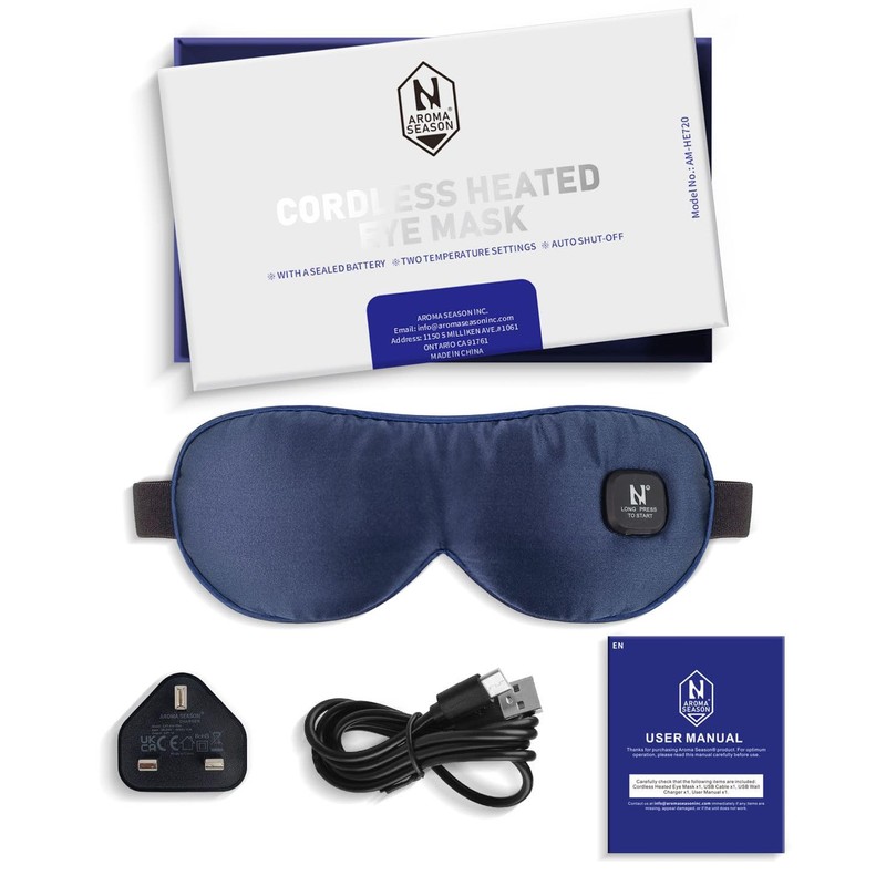 Aroma Season Cordless Silk heated eye mask, For Blepharitis and