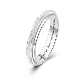 Teioa Spinner Fidget Rings Sterling Silver Anti Anxiety Rings Worry Relieving Boredom ADHD Autism Band Rings for Women Men（I am Me I am Unique I am Brave I am Loved #8）