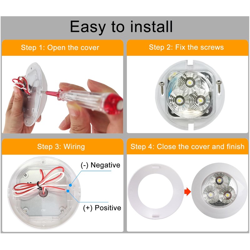 Raycharm 3.7 Inch Round LED Interior Ceiling Dome Light, 330LM