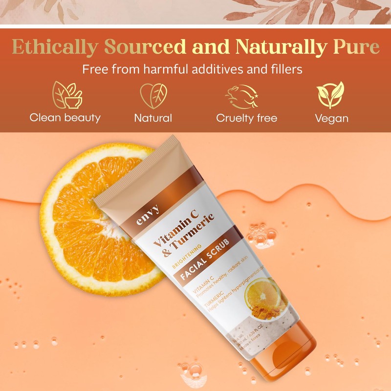 Envy Vitamin C and Turmeric Face Scrub - Clears Blackheads,