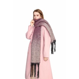 Yatemiole Women's Cashmere Gradient Color Warm Scarf Winter Soft Shawl Women (Pink)