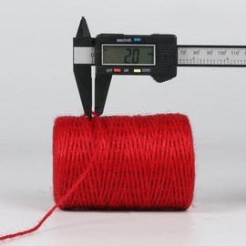 PH PERKHOMY Natural Jute Twine, 600 Feet Long Colored Twine Rope for Crafts, Gift Wrapping, Packing, Gardening and Wedding Decor (Red)