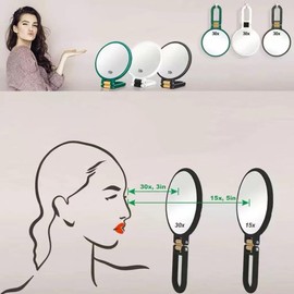 Takelablaze 30x Magnifying Mirror Double Side Handheld Mirror 30X/1X Magnifying Hand Mirror with Stand Foldable Travel Mirror Makeup Mirror for Desk Women (Black)
