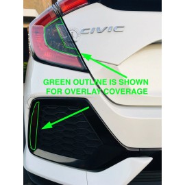 Deliciousticker For 17-21 Civic Hatchback Tail Light & Rear Reflector Overlays SMOKE Decals Tint