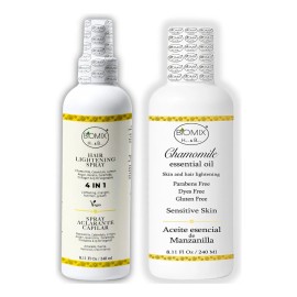 Pack Spray Aclarante + Aceite de Manzanilla Biomix 240ml | Cabello Luminoso, Nutrición y Cuidado Profesional | Vegano y Sin Parabenos