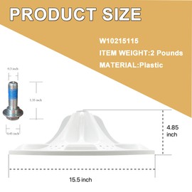 W10215115 Washer Washplate Compatible with Whirlpool Crosley Inglis Washing Machine, Replacement for WPW10215115, AP6017209, WPW10215115, PS11750504, W10215118, 1872547, EAP11750504, etc.