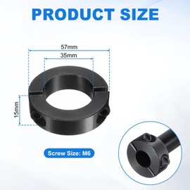 sourcing map 4Pcs Double Split Shaft Collar, 35mm Bore One Piece Clamping Collar 57mm OD 15mm Thickness Black Oxide Lock Collar Clamp with Set Screws (1035 Steel)