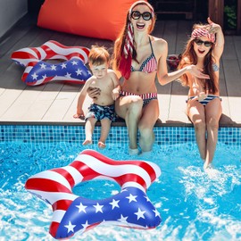 Blosssound 3 Pieces American Patriotic Stars Inflatable Pool Floaties 35 Inch Swimming Float Pool Inflatable Float Fourth of July Pool Toys for Girls Boy Sand Adults Party Decoration