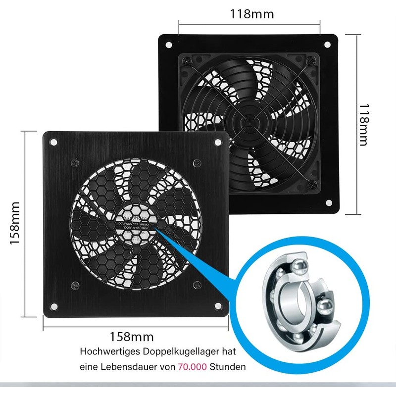 euroharry USB Ventilator,120MM Lüfter,Mit 3-Gang verstellbarem 5V/0.3A USB-Lüfter,mit einer modernen