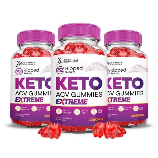 Justified Laboratories (3 Pack) Ripped Results Keto ACV Gummies Extreme