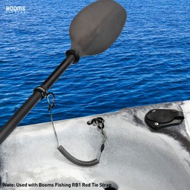 Booms Fishing T02 Fishing Pole Tether with 5.9" Belt, Kayak Paddle Leash, Paddle Board Fishing Accessories, Heavy Duty Fishing Lanyard for Fishing Tools/Rods/Paddles, Black 2pcs