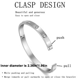 TICVRSS 18K Gold Plated Clover Bracelet Love bangle Set for Women Stack Cute Fashion Simple Friendship Bracelet Lucky Link Bracelets Jewelry Gifts Trendy for Women ((Silver+Silver)-7.0in)