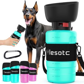 Lesotc Dog Water Bottle, Portable Dog Water Dispenser, Leak Proof Dog Travel Water Bottle Pet Water Bottle for Outdoor Walking, Hiking, Travel, BPA-Free, Lightweight