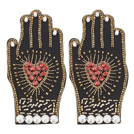 INFUNLY Rhinestone Patches Hand Heart Beaded Rhinestone Applique Patches Embroidered Sew on Patches Applique Sew on Crystal Heart Patch for Clothing Jeans Jackets Handbag Shoes DIY Decor