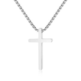 GAVU Edelstahl Herrenkette mit Kreuz Anhänger Silber, Jesus Kreuz Kette Gold Herren Damen kleines Kreuz 50cm