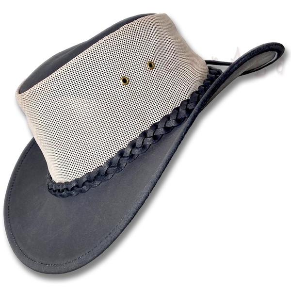 Oztrala~ Suede Leather Breezer Mesh Hat JACARU Cowboy Australian Mens