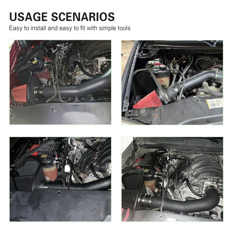 Cold Air Intake System with Heat Shield, Black Powder Coated,