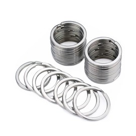 NestNook 30mm Round Flat Key Chain Rings 50 Pcs Metal Split Ring for Home Car Keys Organisation and DIY Crafts