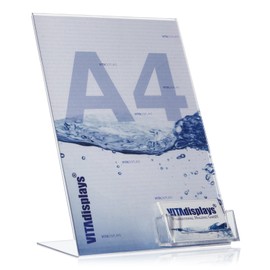 DIN A4 advertising stand / L-stand / L-stand with extra business card holder as table stand made of original Plexiglas