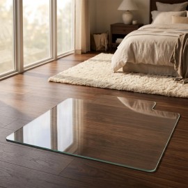 Modern Irregular Clear Tempered Glass Chair Mat 36x47 Inch Office Mat Carpet Hardwood Floors Home Eco-Friendly Waterproofcolor: Clear, size: 36 x 47 Inch