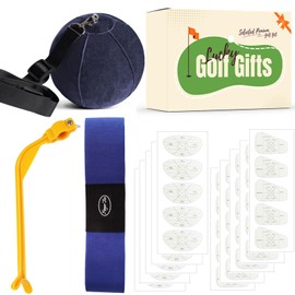 VEASAERS Golf Swing Training Aid Arm Band Trainer Tape Stickers Impact Ball Inflator Assist Posture Motion Correction Aids Set, Gift Box for Men Women Golfer Beginner Practice (Blue)