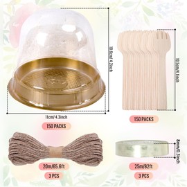 Whaline Whaline 50 Sets Disposable Individual Charcuterie Cup Set Clear Plastic Cupcake Container with Mini Wooden Spork Rope for Table Party open houses gatherings snack presentation Catered Event Wedding