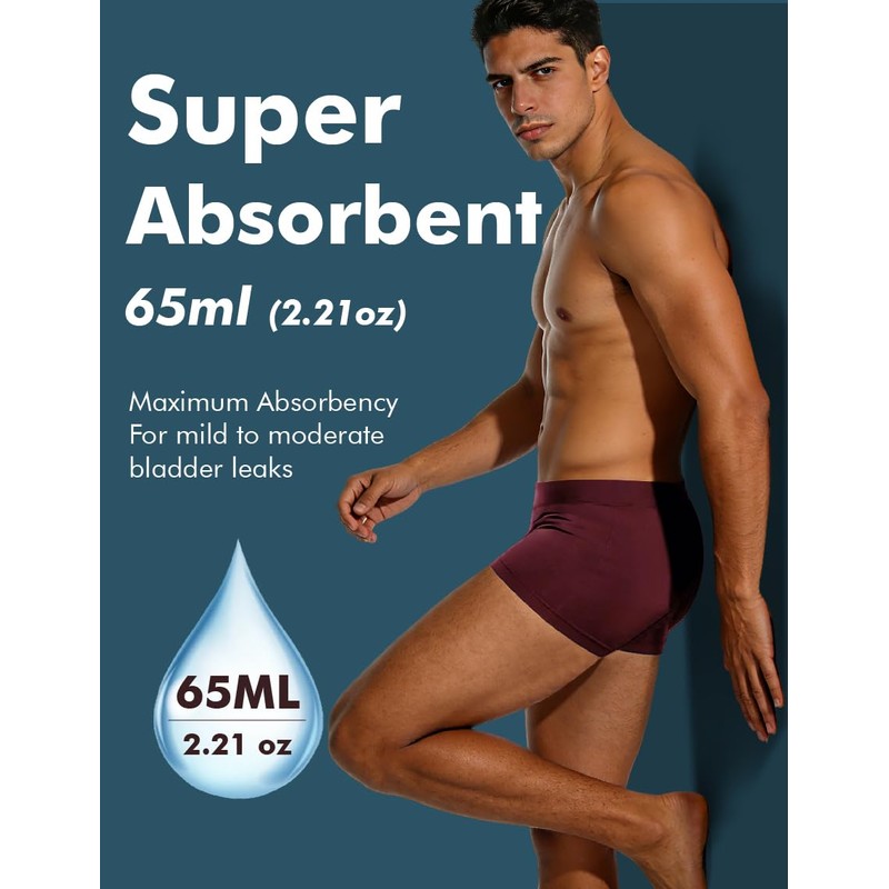 AIRCUTE Washable Incontinence Underwear for Men Leakproof Urinary Bladder Leakage