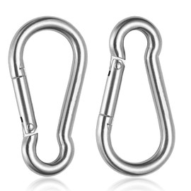 2 Pcs M10 Carabiner Hook, 304 Stainless Steel Snap Hook, Spring Snap Hook Carabiner, Heavy Duty Carabiner Clip, Carabiner Outdoor, Spring Snap Clip, for Camping, Fishing, Traveling(Silver)