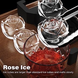 Molde para hacer hielo transparente con forma de rosa: Charola de cubitos de hielo transparente de 6.35 centímetros – Molde para hacer bolas de hielo grande de rosa 3D – Cubos de hielo en forma de