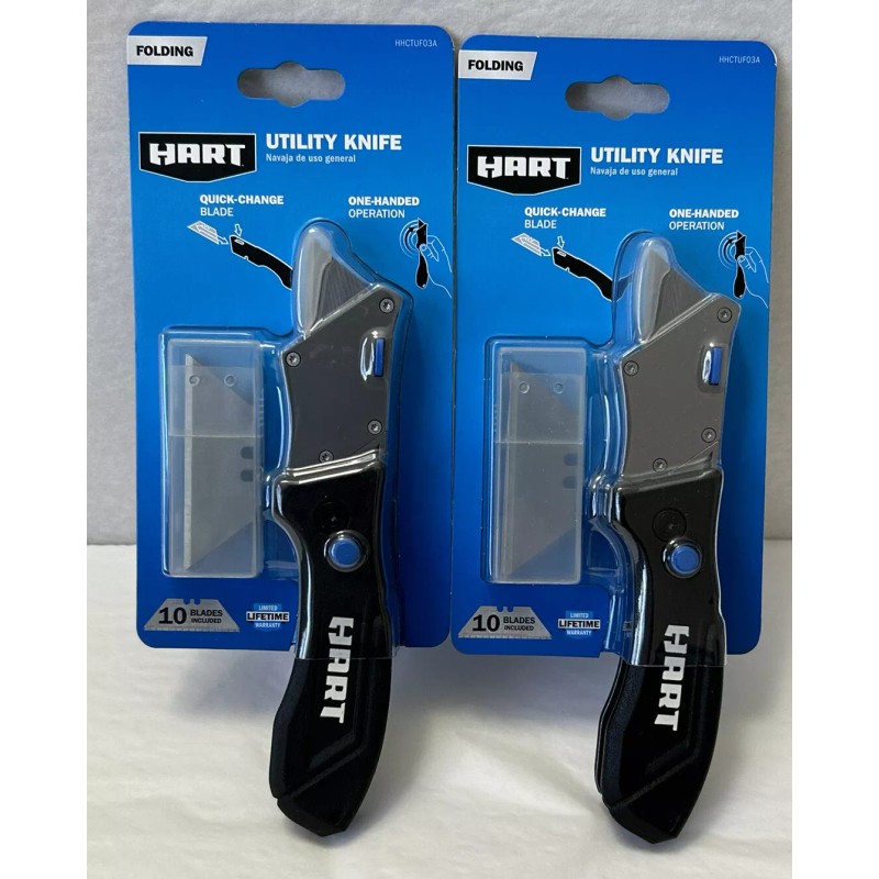 HART New HART Folding UTILITY KNIFE 2-PACK w/ 20 Blades