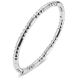 Tidefire Stainless Steel Bamboo Design Bracelet Titanium Steel Bangle (Square Silver)