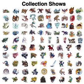 Pounchi Monster Stickers (100 Pcs) Cartoon Anime Stickers Merchandise Gifts for Party Supplies Decorations Laptop Water Bottle Vinyl Stickers for Teens Kids