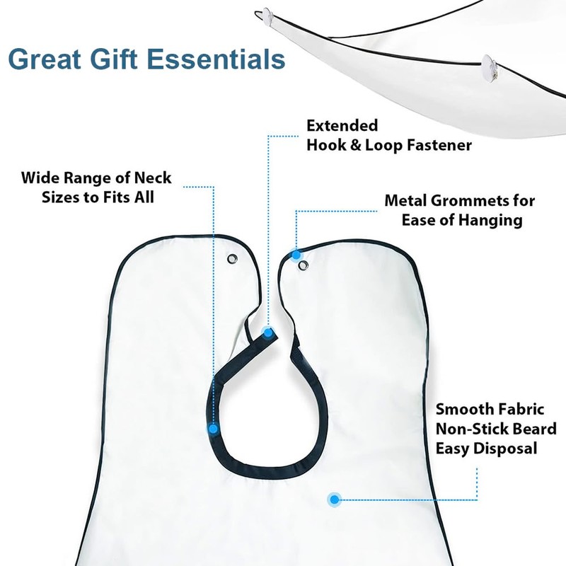 Beard Shaving Catcher Bib with Two Hooks Family's Beard Apron