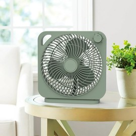 FYNORI 9 Inch Box Indoor Comfort Personal AC Electric Fan, 3 Speeds, Copper-Wound Motor, Portable Handle, Manual Control (Green River)