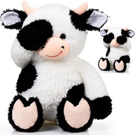 HyDren 24 Inches Cow Stuffed Animal Soft Hide Seek Plush Cow Toy Gift Large Fluffy Cute Peek a Boo Stuffed Animal for Birthday Party Favor Room Farm Decoration