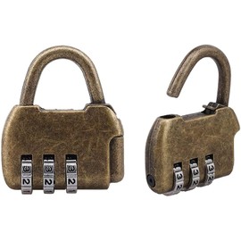 OZXNO 2 Pcs Vintage Password Padlock Retro Combination Lock (Bronze)