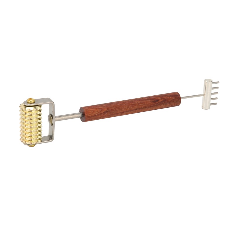 Face Massage Roller Copper Wooden Handle Promote Blood Circulation Double