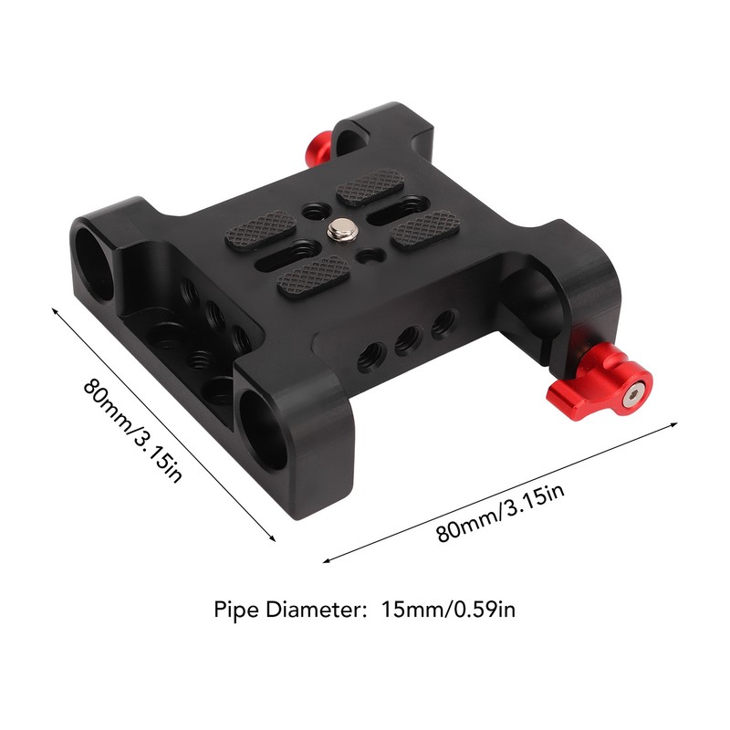 1/4in Camera Mounting Base Plate Aluminum Alloy 15mm Diameter DSLR