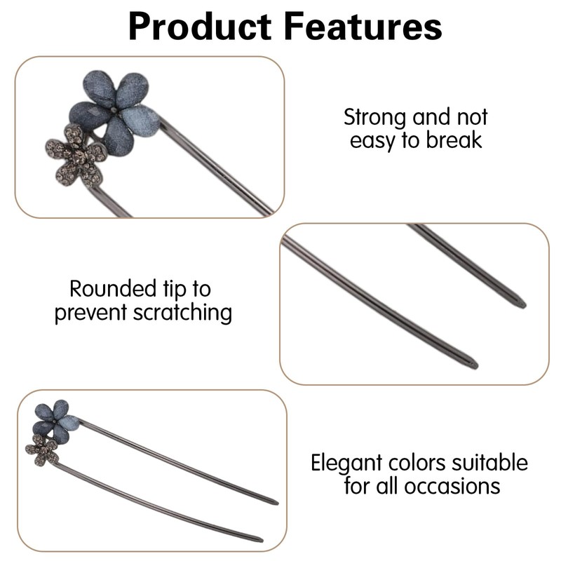 RAHHLIZS 2pcs French Hair Pins for Women Metal U-Shaped Hair