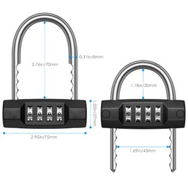 [Upgraded] Brifit Combination Padlock, 4-Digit Combination Lock, Outdoor Weatherproof Combination Locks Padlock, Adjustable Hook, Outdoor Heavy Duty Waterproof for School, Gym Locker, Shed, Garage