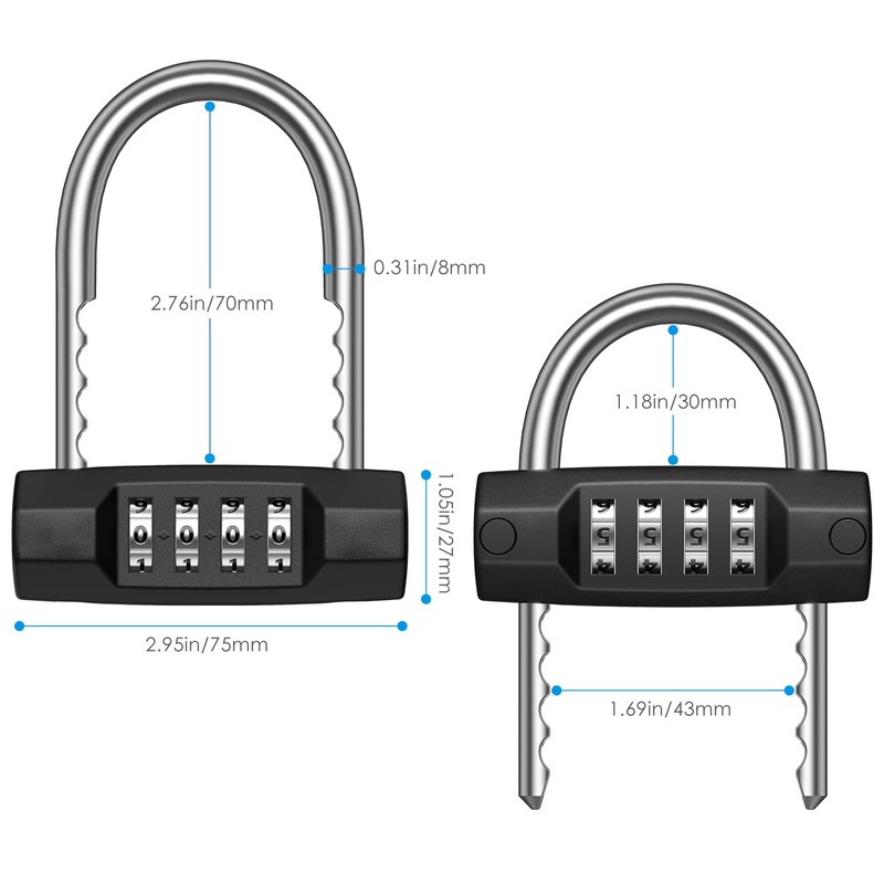 [Upgraded] Brifit Combination Padlock, 4-Digit Combination Lock, Outdoor Weatherproof Combination