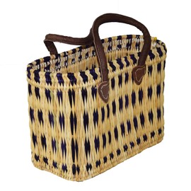 Simandra Seagrass Bag Basket Shopping Basket Wicker Basket Bag Palm Grass Short Handle Small Colour Blue, blue