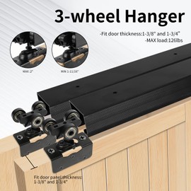 DIYHD 60" Ceiling Mount Bypass Sliding Door Hardware, Black Rail Kit, No Door