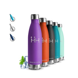 Grsta Thermos Flask, Water Bottle, 0.5 Litres, BPA-Free, Stainless Steel, Double-Walled Vacuum Insulated, Metal Drinking Bottle, Leak-Proof for Camping, School, Offices