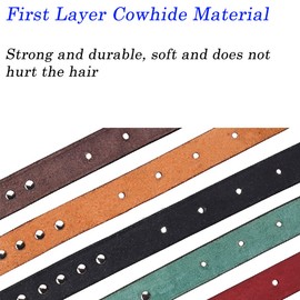 FUNAT Leather Dog Collar, Cowhide Vintage Dog Collar with Top Layer, Cowhide Leather Collar with Rhinestone Dog Collar