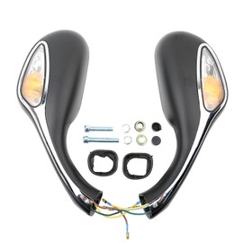 mokuo Scooter LED Rearview Mirrors Convex HD Glass with Mounting Screws Fit for Jonway Black 8mm for 50cc 125cc 150cc 250cc Moped Motorcycle